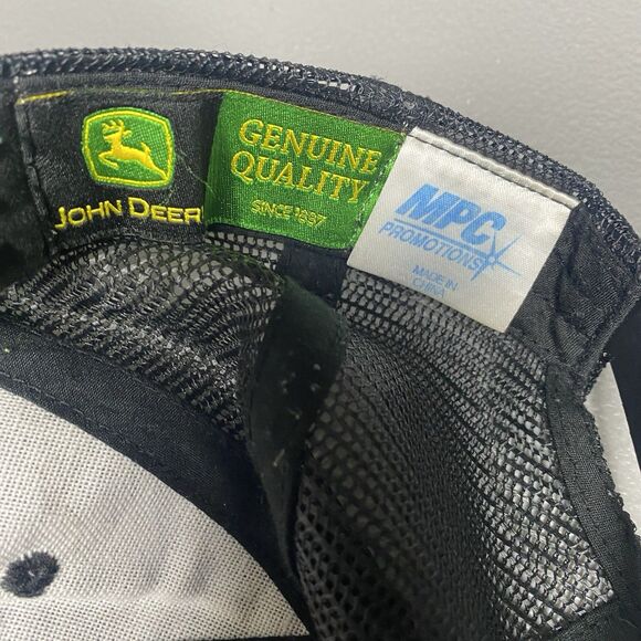 John Deere Snapback Trucker Hat Cap Mesh Back Black Yellow Adjustable - Picture 2 of 6